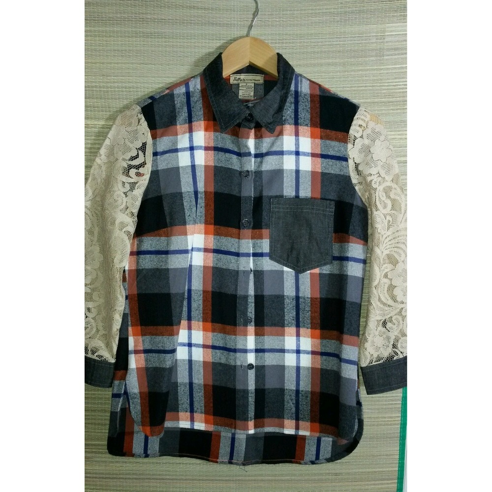 Flying Tomato Billy shirt boho plaid lace  size small